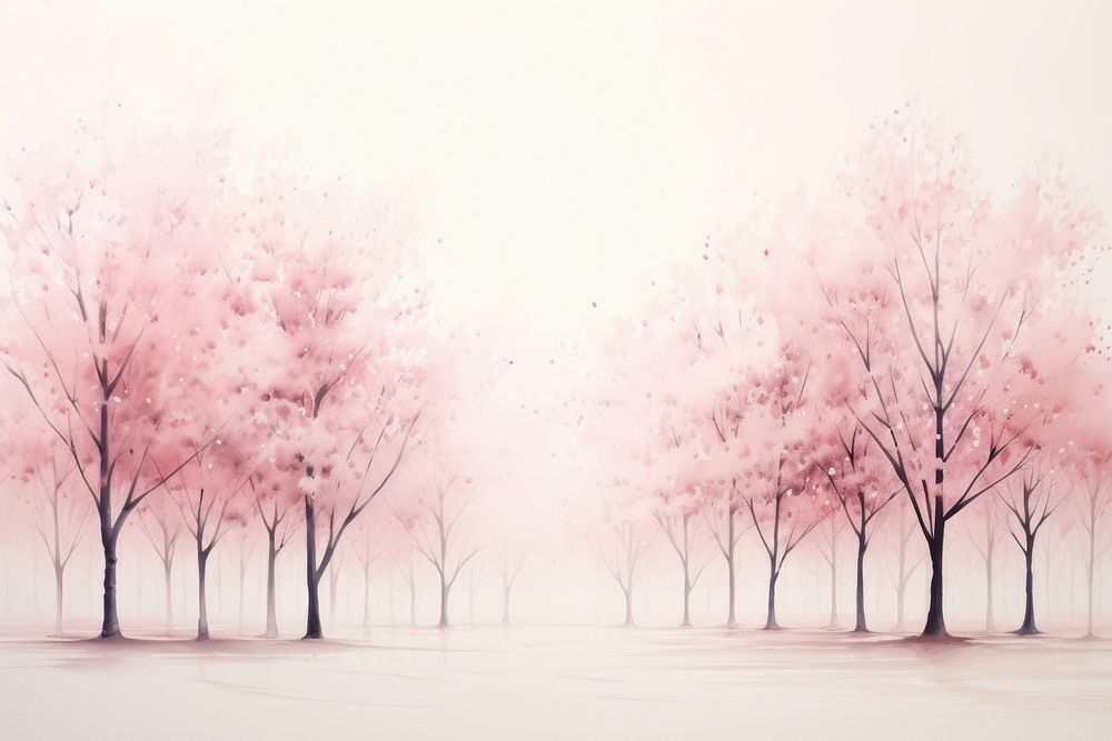 Sakura trees watercolor background backgrounds outdoors blossom.