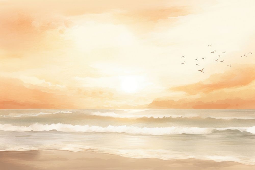 Sunset watercolor background sea backgrounds outdoors.