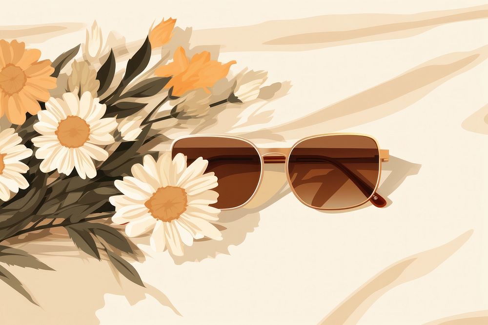Sun glasses and flowers sunglasses pattern plant.