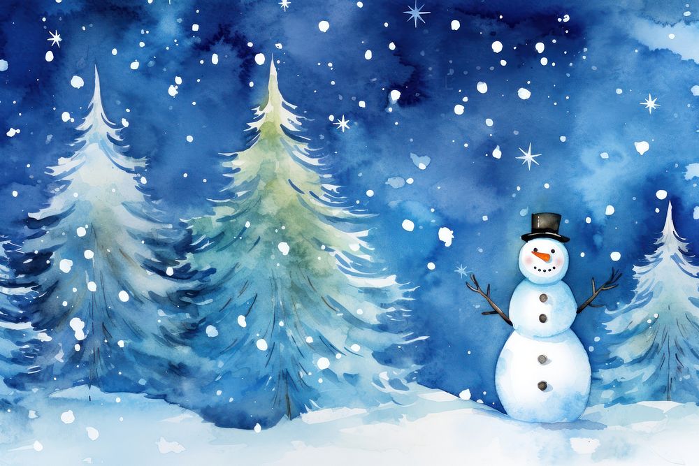 Christmas tree watercolor background snowman backgrounds christmas.