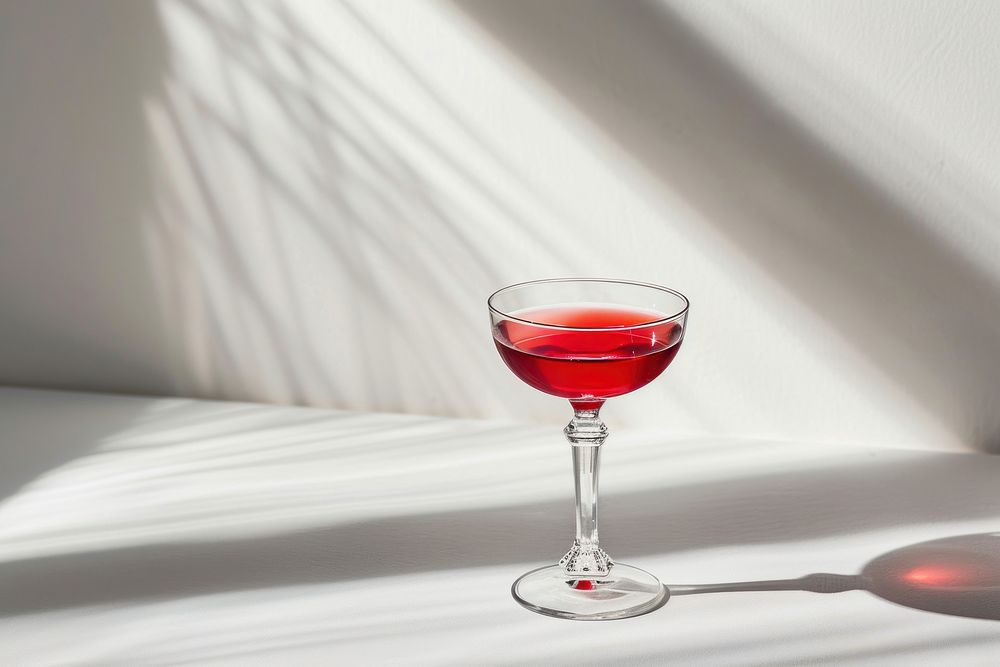 One glass of minimal pomegranate cocktail drink cosmopolitan refreshment.