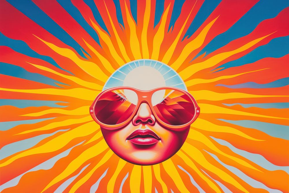 Zoom in sun art sunglasses portrait.