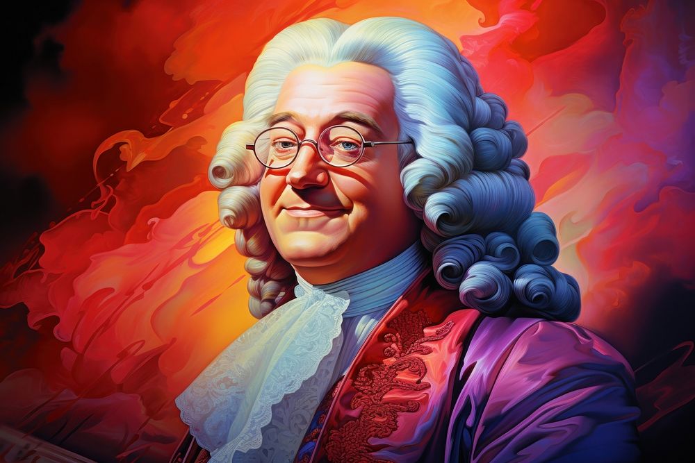 Bach portrait painting glasses adult.