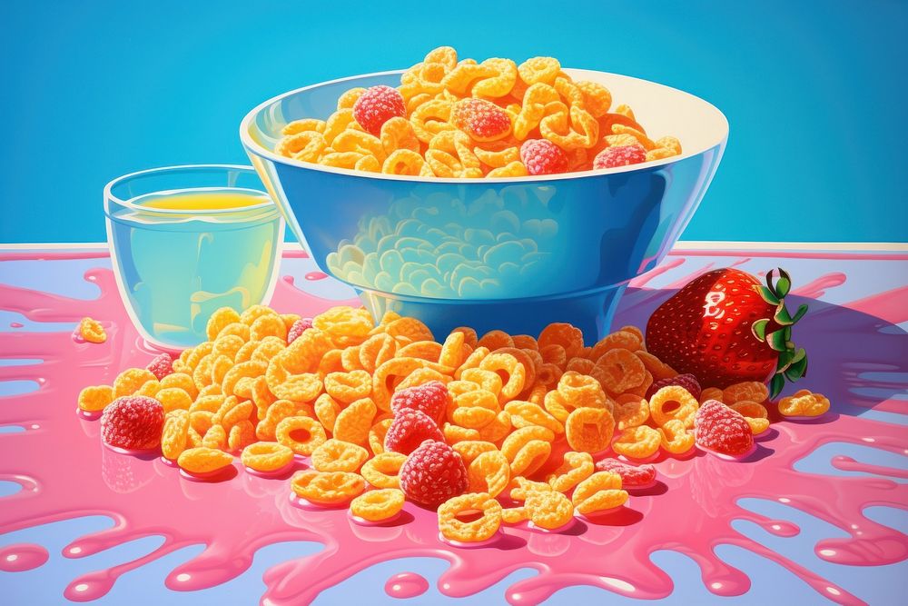 Cereal raspberry food bowl.