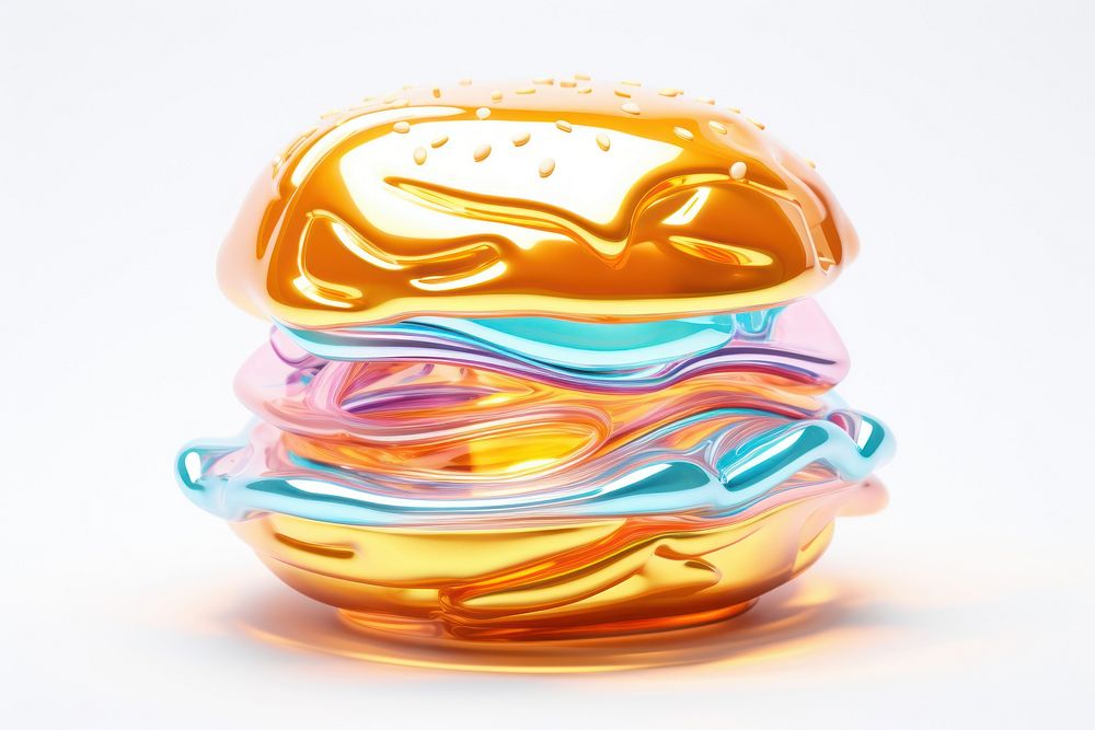 3d render of a burger in surreal abstract style food white background accessories.