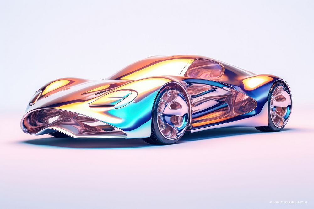 3d render of a car in surreal abstract style vehicle sketch wheel.