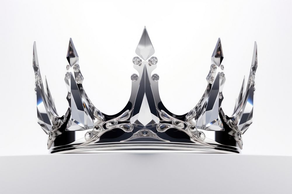 3d render of a crown in surreal abstract style metal white background accessories.