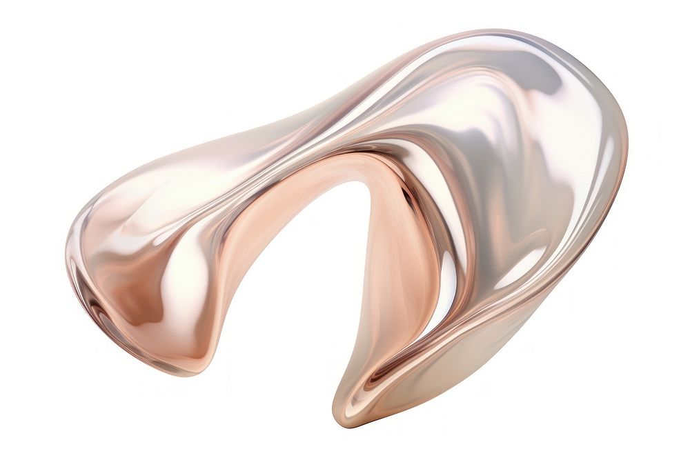 3d render of a ear in surreal abstract style jewelry metal white background.