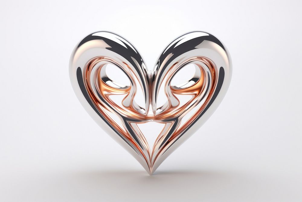 3d render of a heart in surreal abstract style jewelry locket metal.