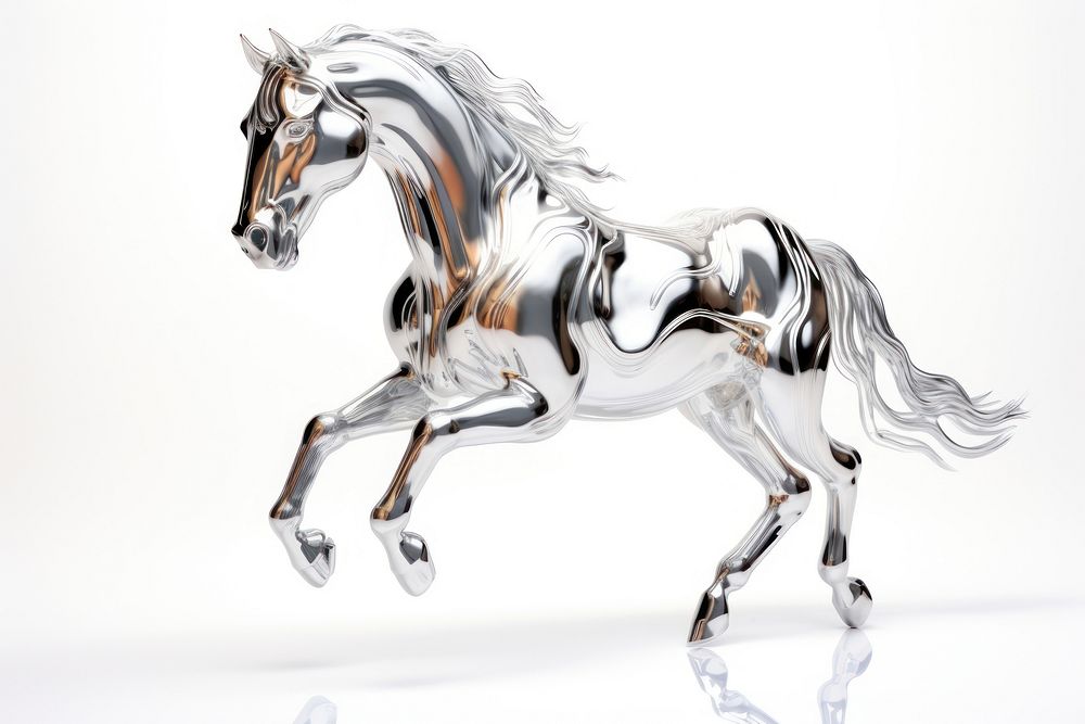 3d render of a horse in surreal abstract style mammal animal white.