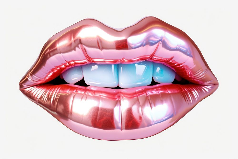 3d render of a lip in surreal abstract style lipstick white background cosmetics.