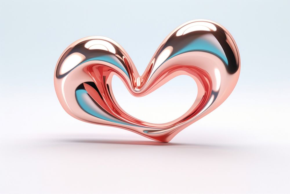 3d render of a love in surreal abstract style metal rippled jewelry.