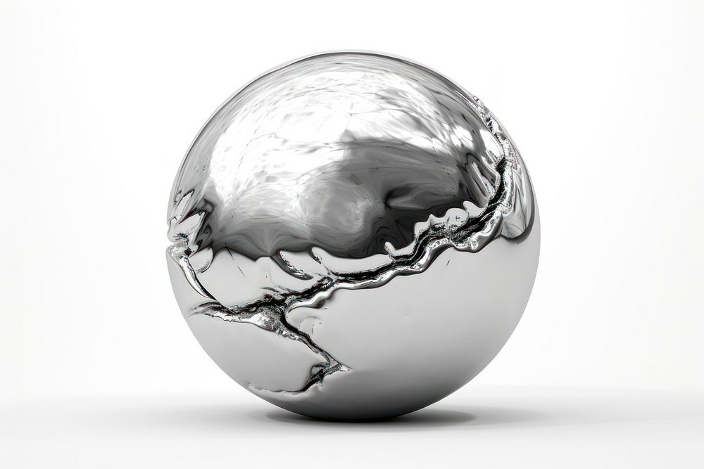 3d render of a moon in surreal abstract style sphere metal egg.