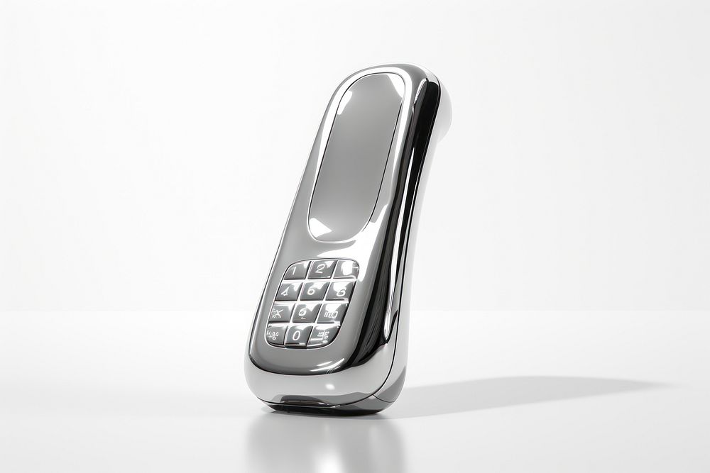 3d render of a phone in surreal abstract style metal white background electronics.