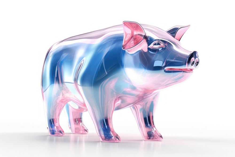 3d render of a pig in surreal abstract style mammal animal white background.
