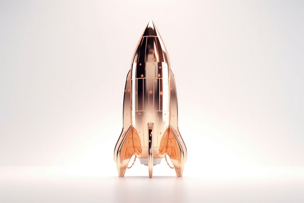 3d render of a rocket in surreal abstract style aircraft vehicle metal.