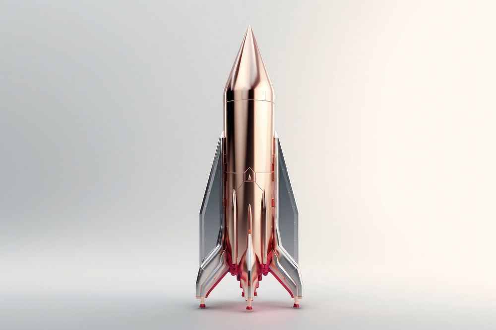 3d render of a rocket in surreal abstract style missile metal spacecraft.