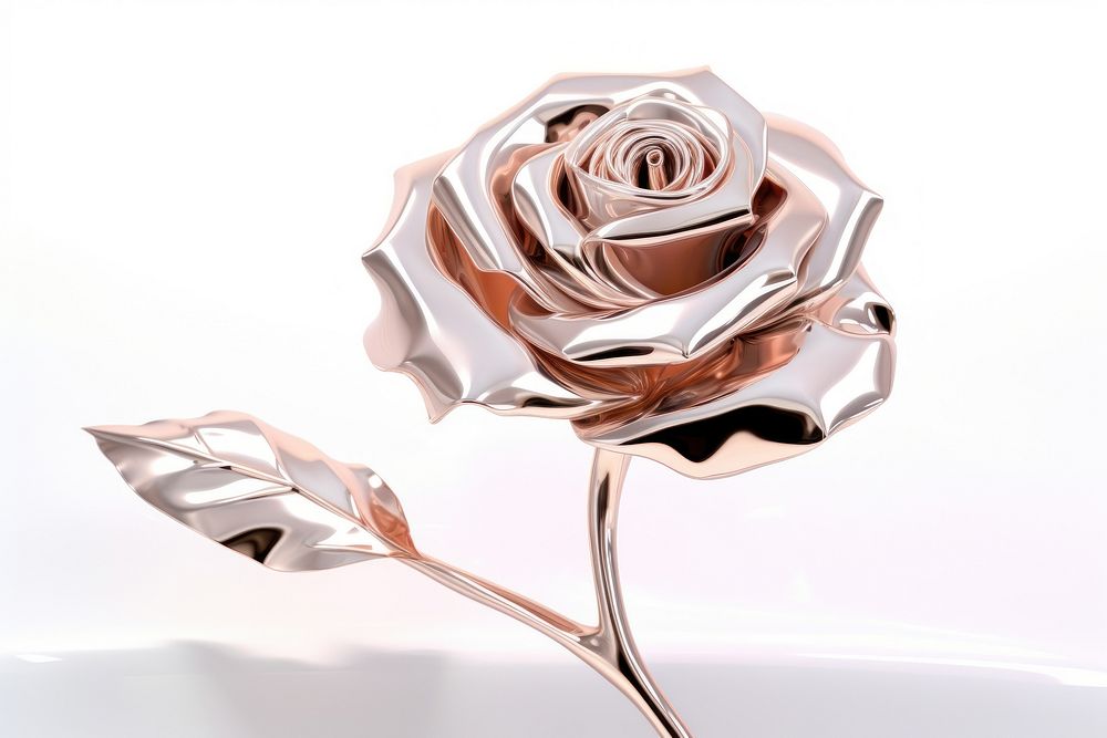 3d render of a rose in surreal abstract style flower plant white background.