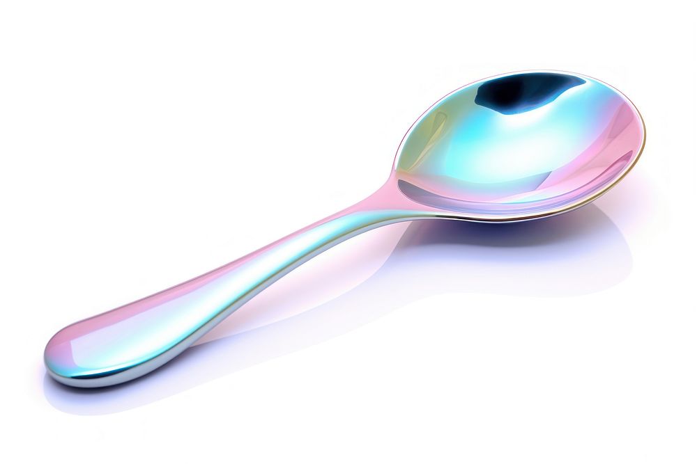 3d render of a spoon in surreal abstract style white background lightweight silverware.