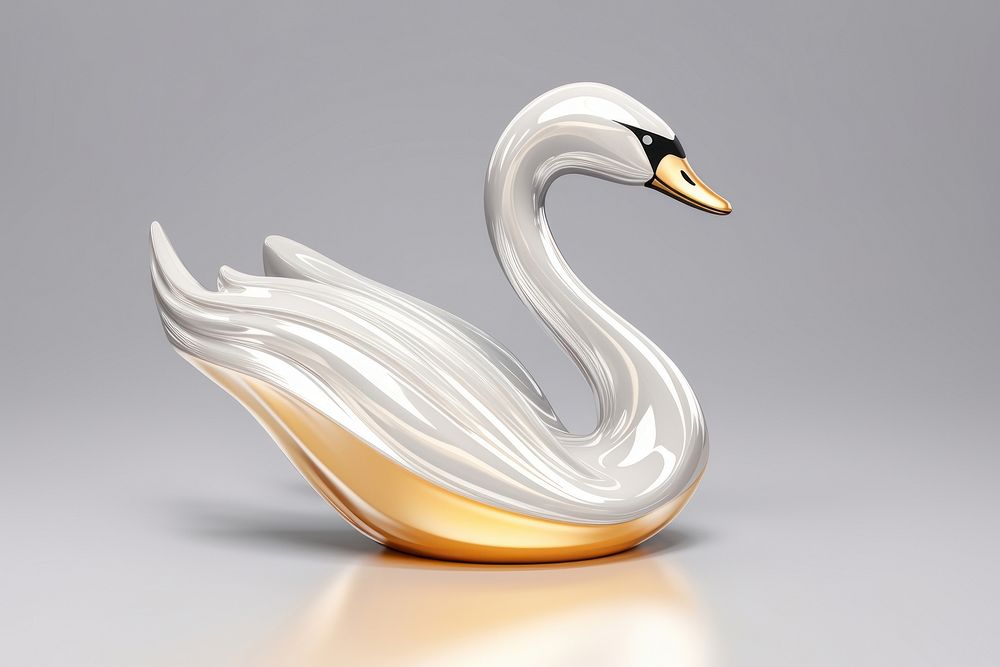 3d render of a swan in surreal abstract style animal white bird.