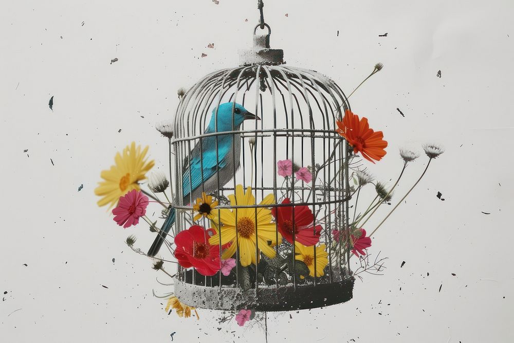A bird in the cage flower art creativity.