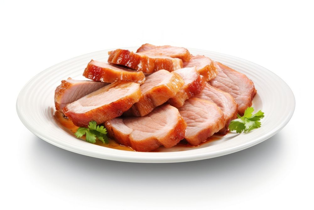 Photo of pork on dish meat food ham.