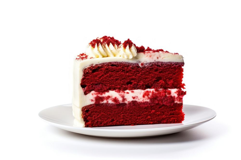 Red velvet cake dessert cream berry.