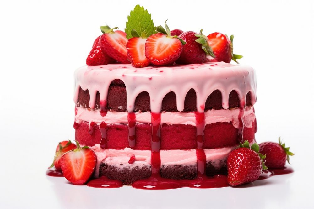 Red velvet strwberry cake strawberry dessert fruit.