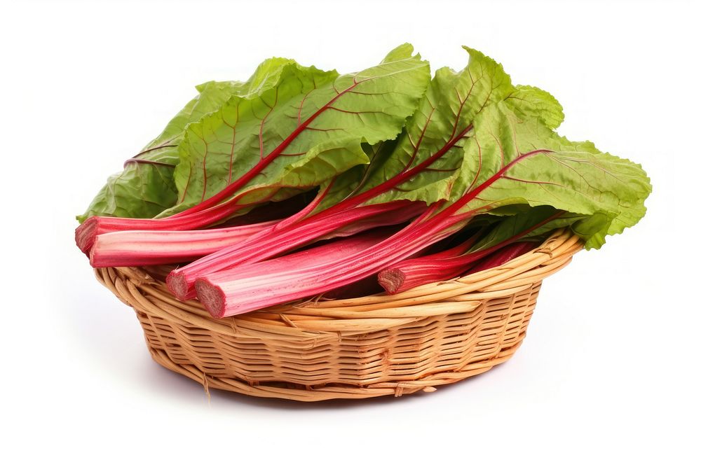 Rhubarb on basket vegetable plant food.