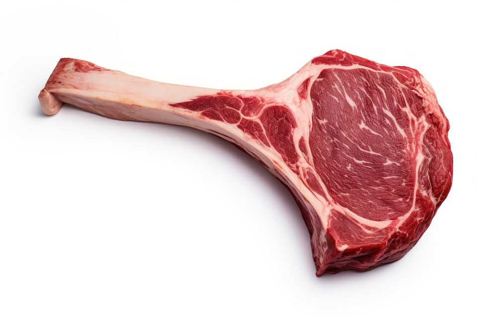 Tomahawk beef cut meat food white background.