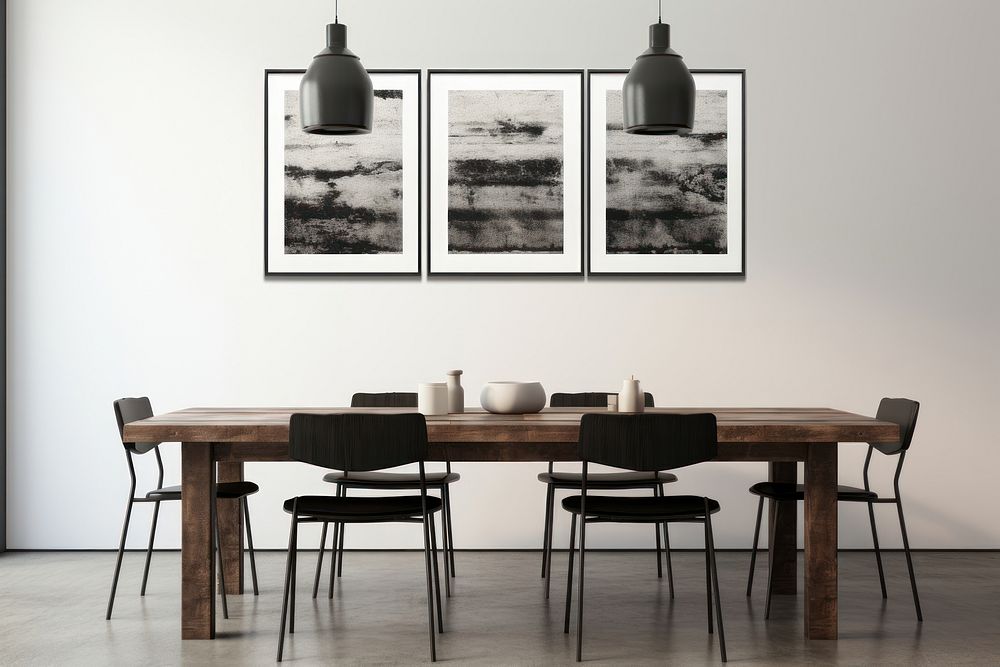 Black and white brush strokes architecture furniture painting.