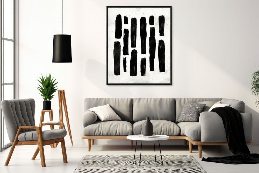 Black and white brush strokes furniture sparse chair.