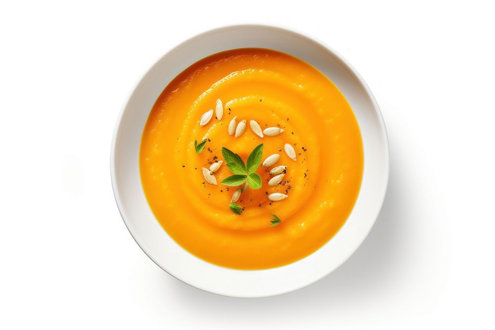 Pumpkin plate soup food.
