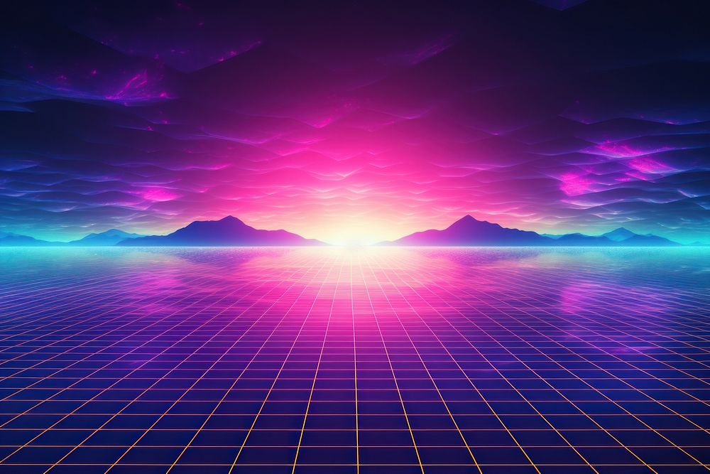 Grid retrowave ocean backgrounds abstract nature.