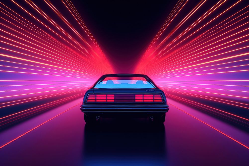 Retrowave car vehicle light neon.