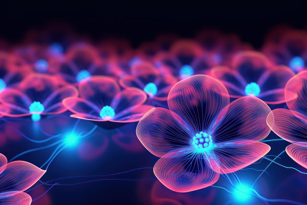 Retrowave flowers backgrounds abstract pattern.