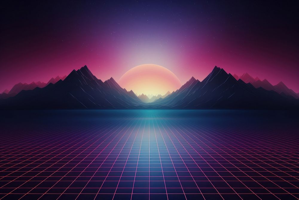 Retrowave mountain backgrounds landscape abstract.