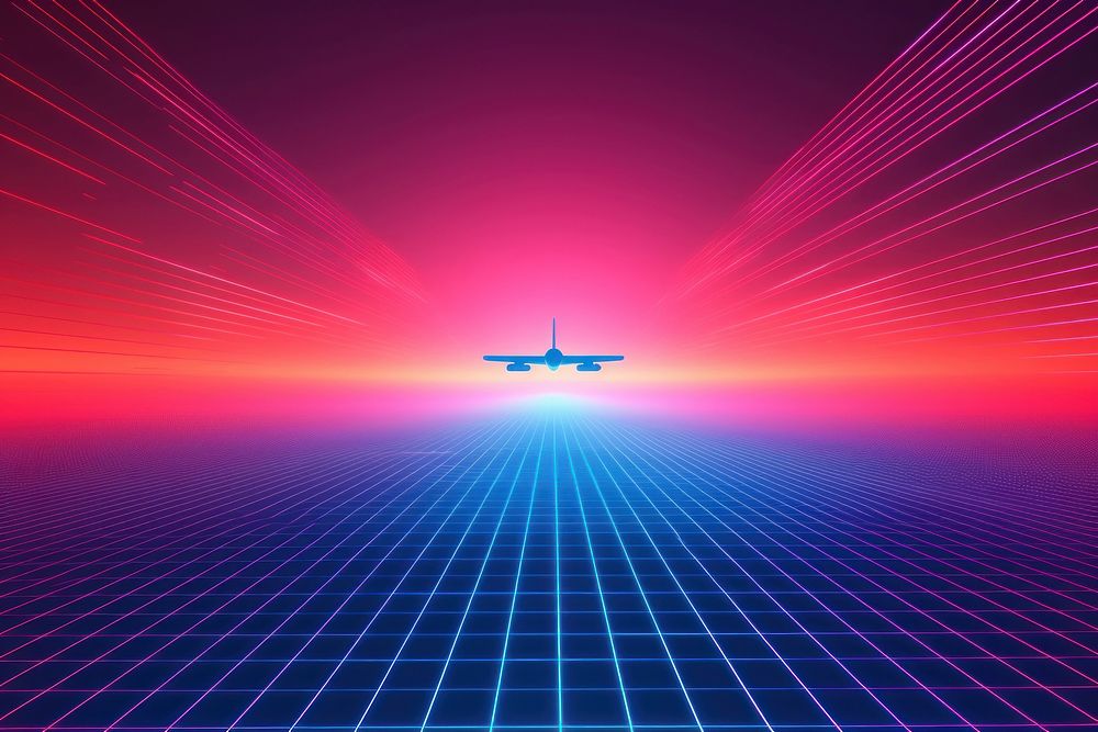 Retrowave plane backgrounds abstract light.