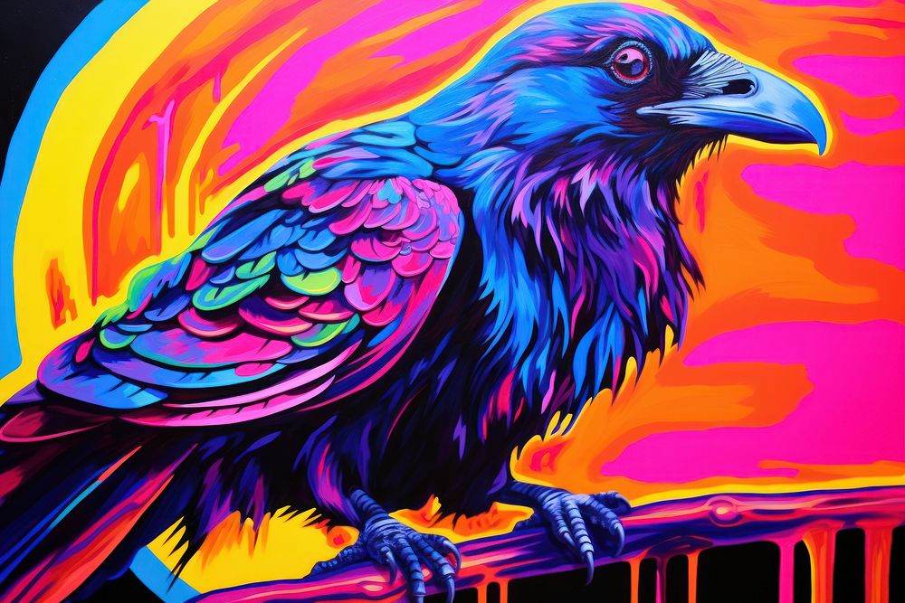 Crow painting purple animal.