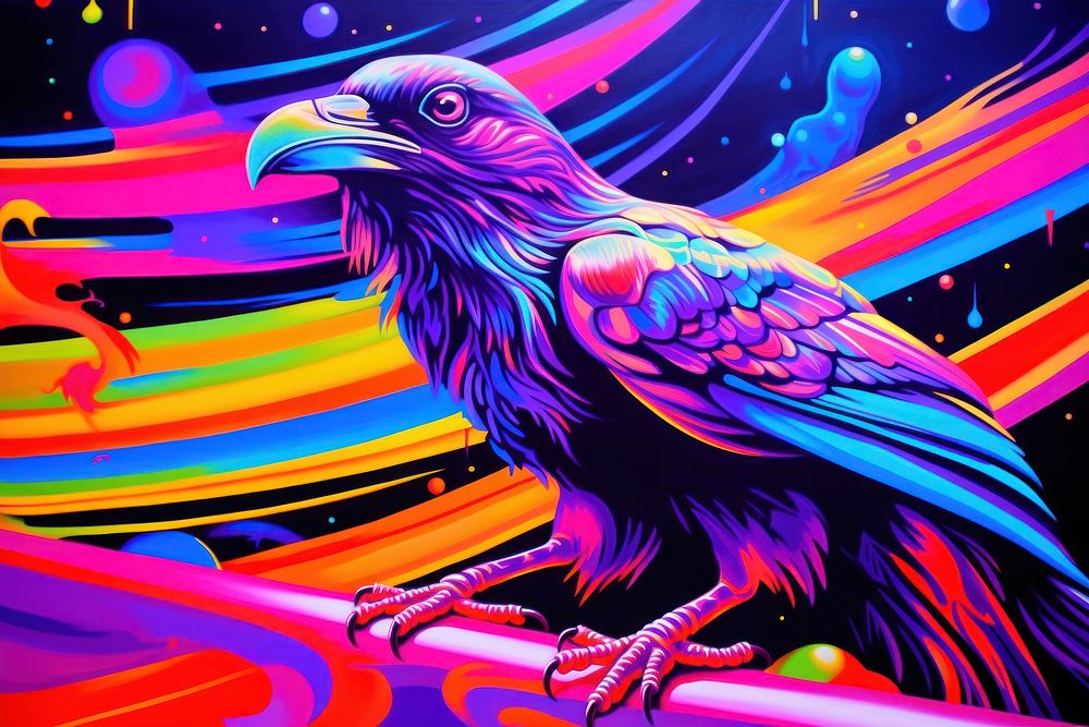 Crow purple painting blue.