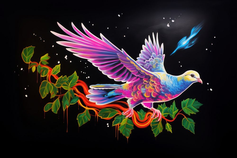 A dove painting purple bird.