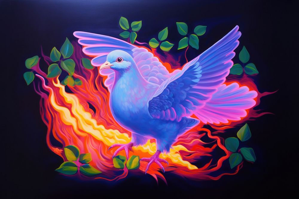 A dove painting purple blue.