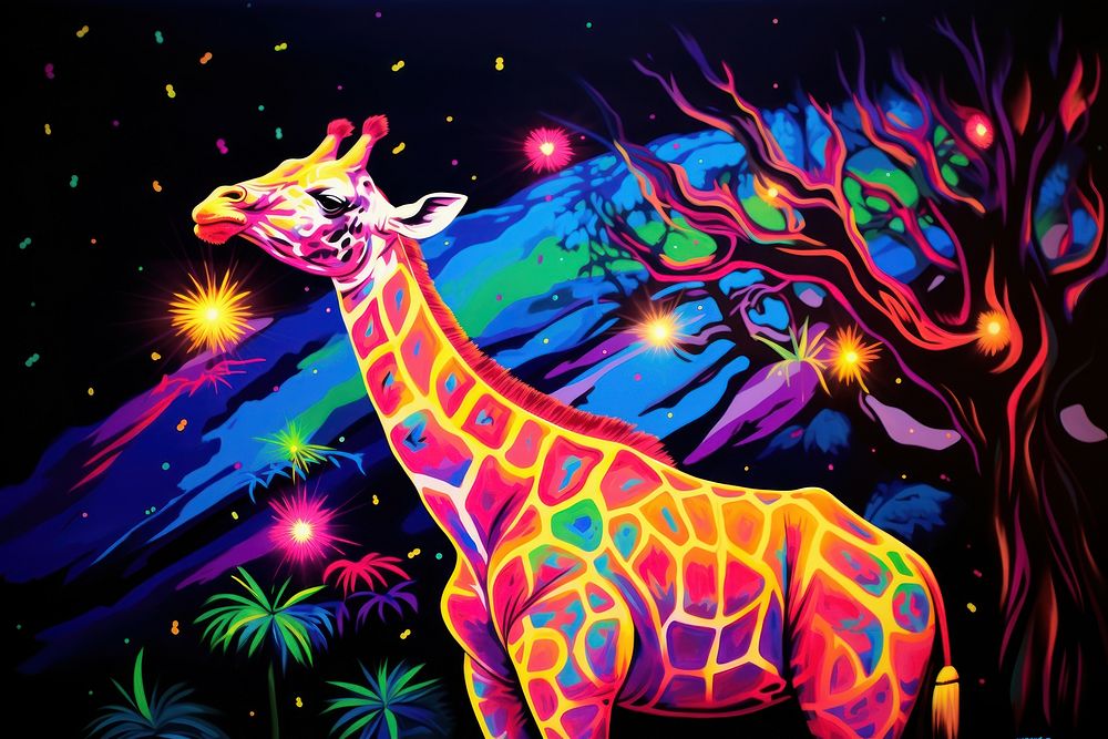 A giraffe animal mammal purple.