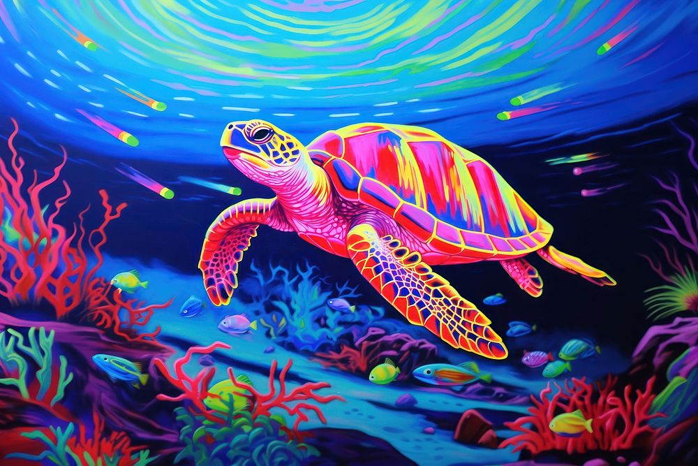 A sea turtle outdoors painting reptile.