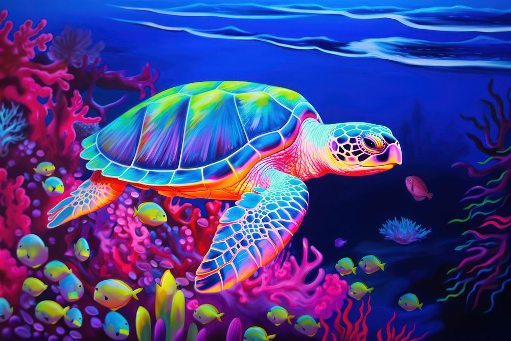 A sea turtle outdoors painting reptile.