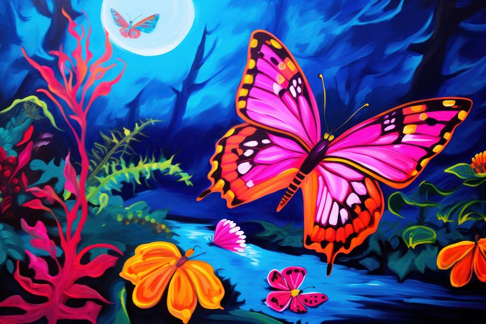 Butterfly painting outdoors pattern.