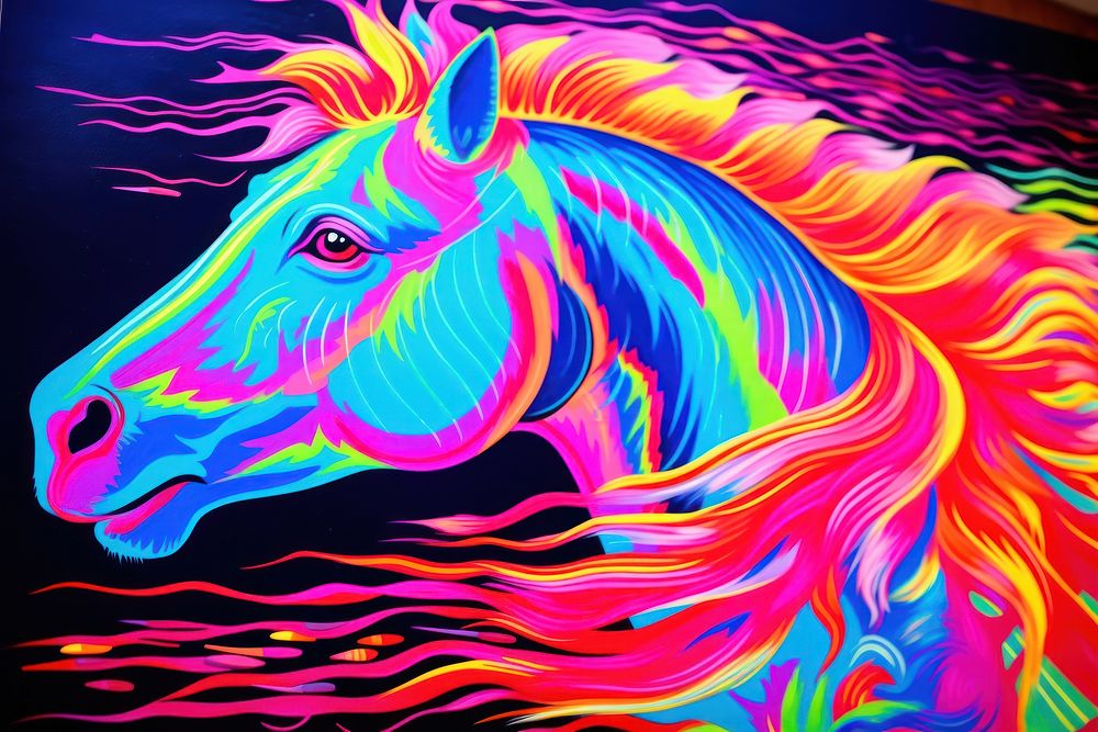 Horse painting purple animal.