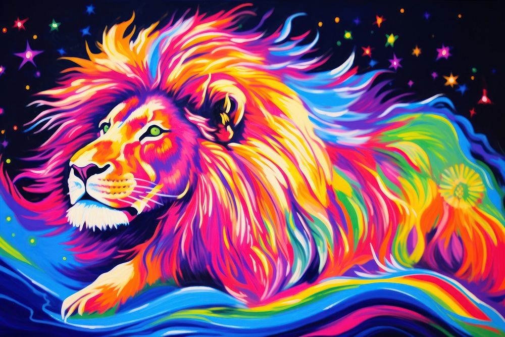 Lion painting mammal animal.
