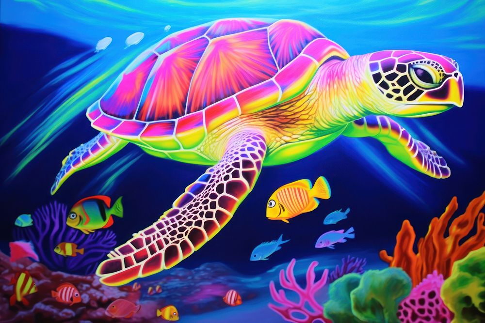 Sea turtle outdoors painting reptile.