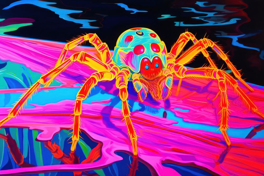 Spider painting purple animal.